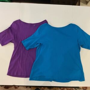 St. John's Bay Jewel Tone Teal and Purple Classic Boatneck Elbow Length Tees